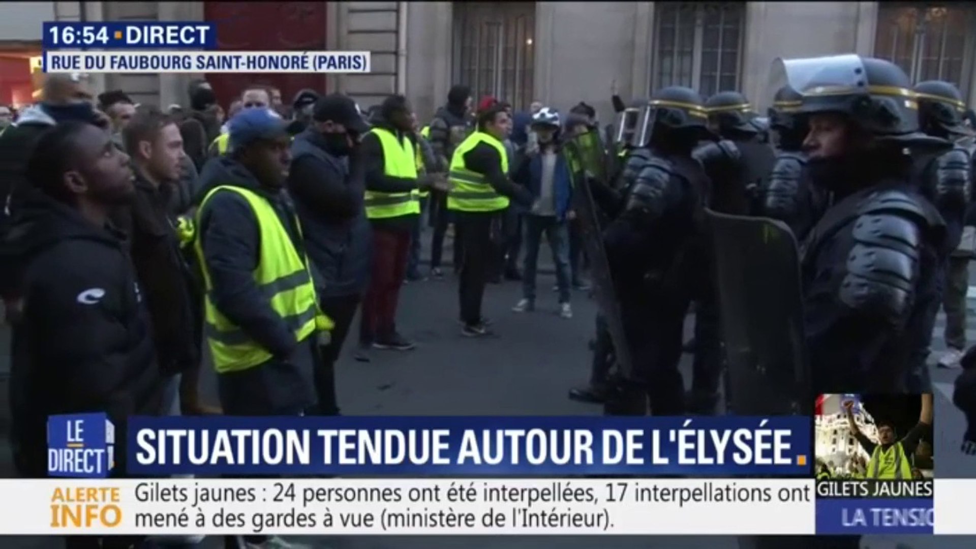 Gilets jaunes : situation tendue autour de l'Élysée - Vidéo Dailymotion
