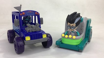 PJ Masks Villains Vehicles Romeo's Lab Night Ninja Bus Luna Girl gets mad || Keith's Toy Box