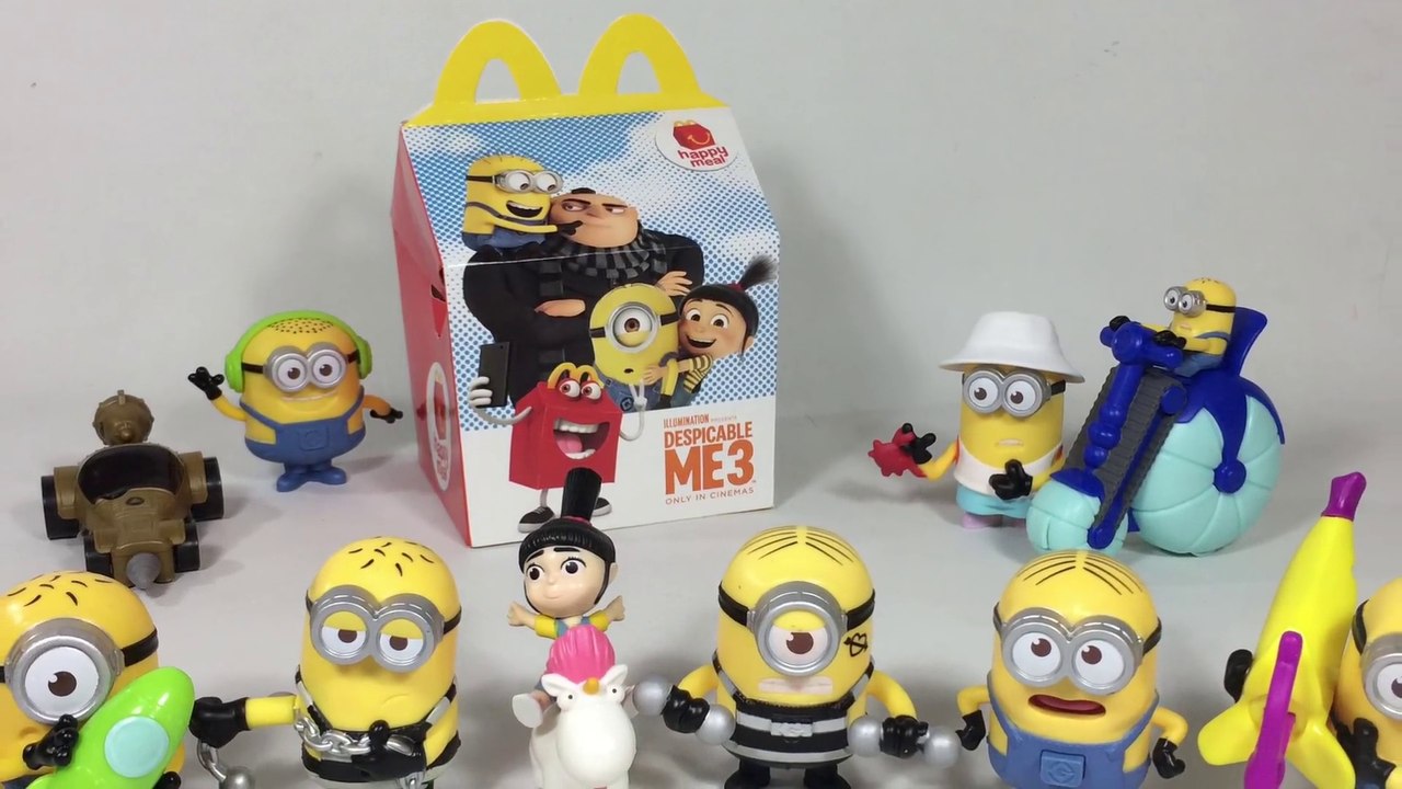 2017 McDonalds Happy Meal Minions Toys Complete Set Despicable Me 3 Keith's Toy Box Unboxing Demo