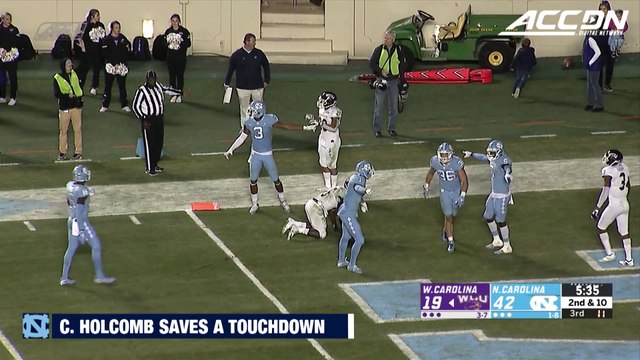 UNC's Cole Holcomb Strips Ball At Goal Line To Save TD