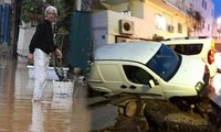 Bodrum'da sel felaketi... Asfaltlar patladı, otomobiller ve motosikletler sular içinde sürüklendi