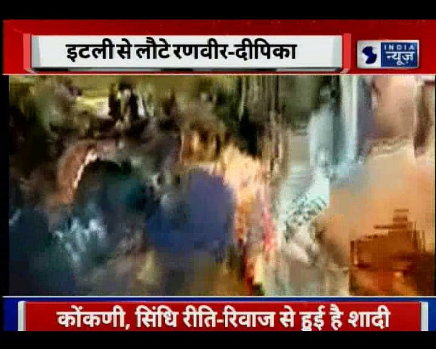 Ranveer Singh and Deepika Padukone at Ranveer Singh's residence in Mumbai