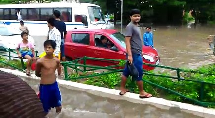 Water logged New Town road Kolkata in monsoon