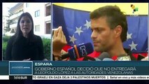 España limitará actividades políticas de opositor Lepoldo López