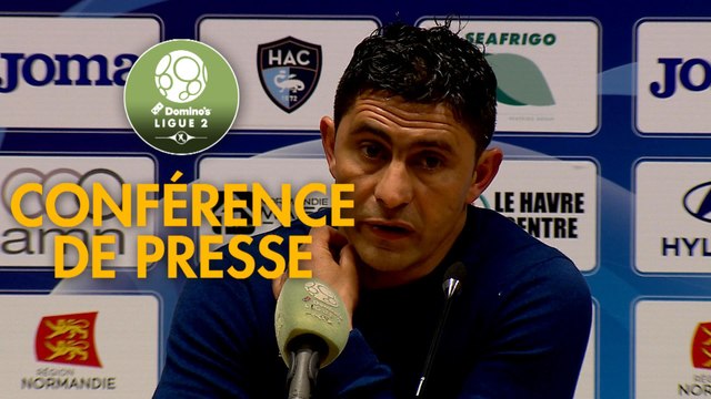 Conférence de presse Havre AC - Gazélec FC Ajaccio (2-2) : Oswald TANCHOT (HAC) - Hervé DELLA MAGGIORE (GFCA) - 2018/2019