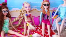 Barbie Girl, Rapunzel Baby Dolls Swimming Pool Beach Toys!