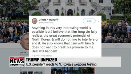 Trump unfazed by N. Korea's weapons testing