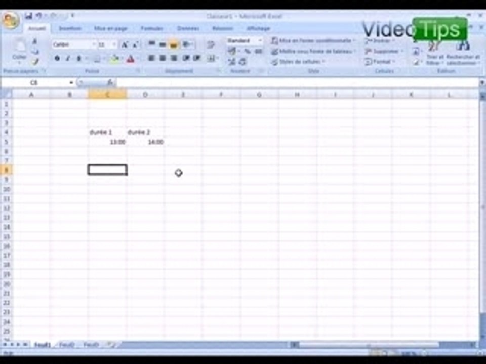 Sommer des durees sous Excel