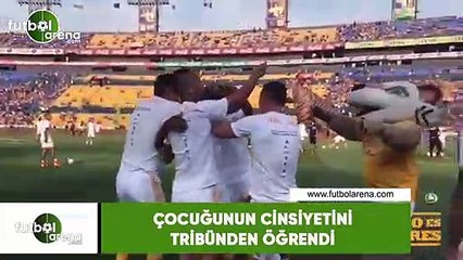 Çocuğunun cinsiyetini tribünden öğrendi