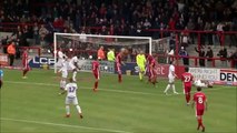 Morecambe goalkeeper Mark Halstead makes a funny no-look save against Newport County