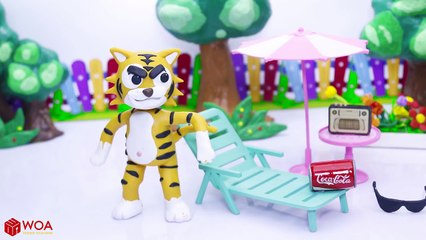 CLAY MIXER POLICE STOPS FERAL WILD TIGER  Play Doh Cartoons