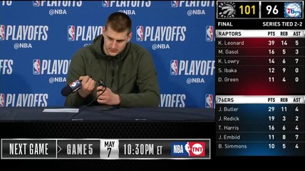 Nikola Jokic turns into a joker & breaks the microphone then declares: "Someone broke it."