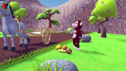 Funny monkey and fruits video ## || Monkey and donkey transporting fruits funny video for kids
