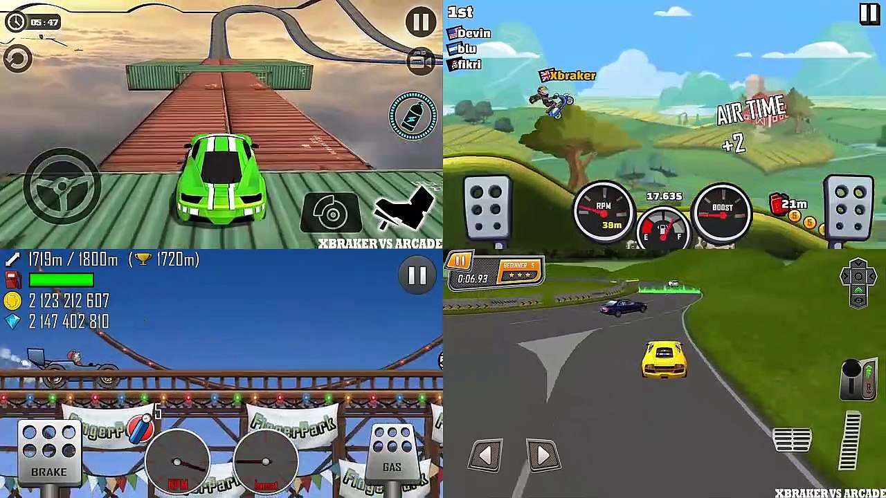 Hill Climb 1 vs Hill Climb 2 vs Gas Station Car Parking Game vs Impossible Stunt Car Tracks 3D