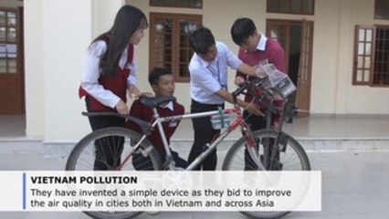 Vietnamese teenagers hoping to clean air with bicycle invention