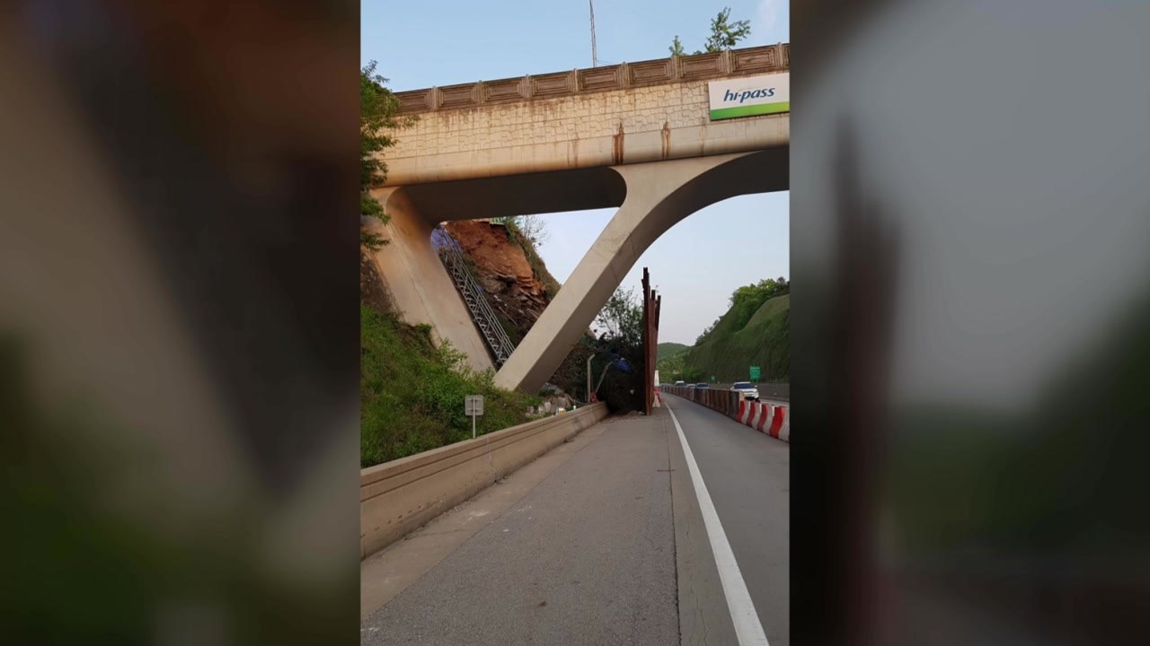 청주∼영덕 고속도로 낙석 사고...1개 차로 통행 재개 / YTN