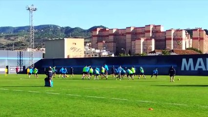Último entrenamiento del Málaga antes de viajar a Extremadura
