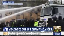 Violences sur les Champs-Élysées: Les forces de l’ordre tentent de disperser les gilets jaunes au canon à eau