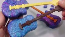 Combine Galaxy Glitter Slime Freeze Guitar DIY Learn Colors Slime Clay