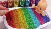 Glitter Slime Learn Colors & Baby Doll Bath Time Brush Your Teeth Surprise Eggs Toys