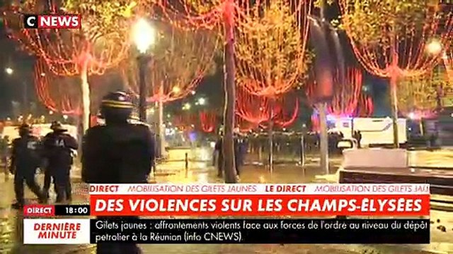 Gilets jaunes: Regardez les images du début de soirée avec les affrontements qui se sont poursuivis sur les Champs Elysées