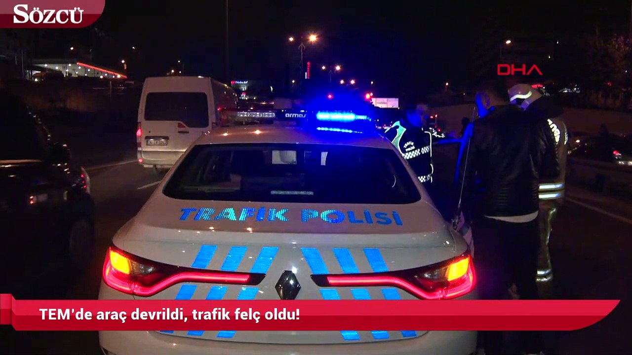 TEM’de araç devrildi, trafik felç oldu!