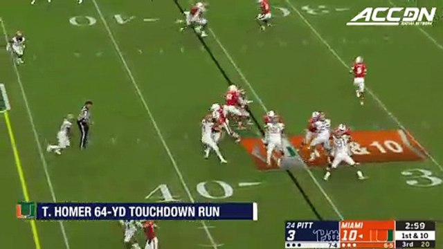 Miami RB Travis Homer Sprints 64-Yards For The TD vs. Pitt