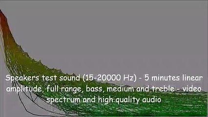 Speakers test sound (15-20000 Hz) - 5 minutes linear amplitude, full range, bass, medium and treble - video spectrum and high quality audio