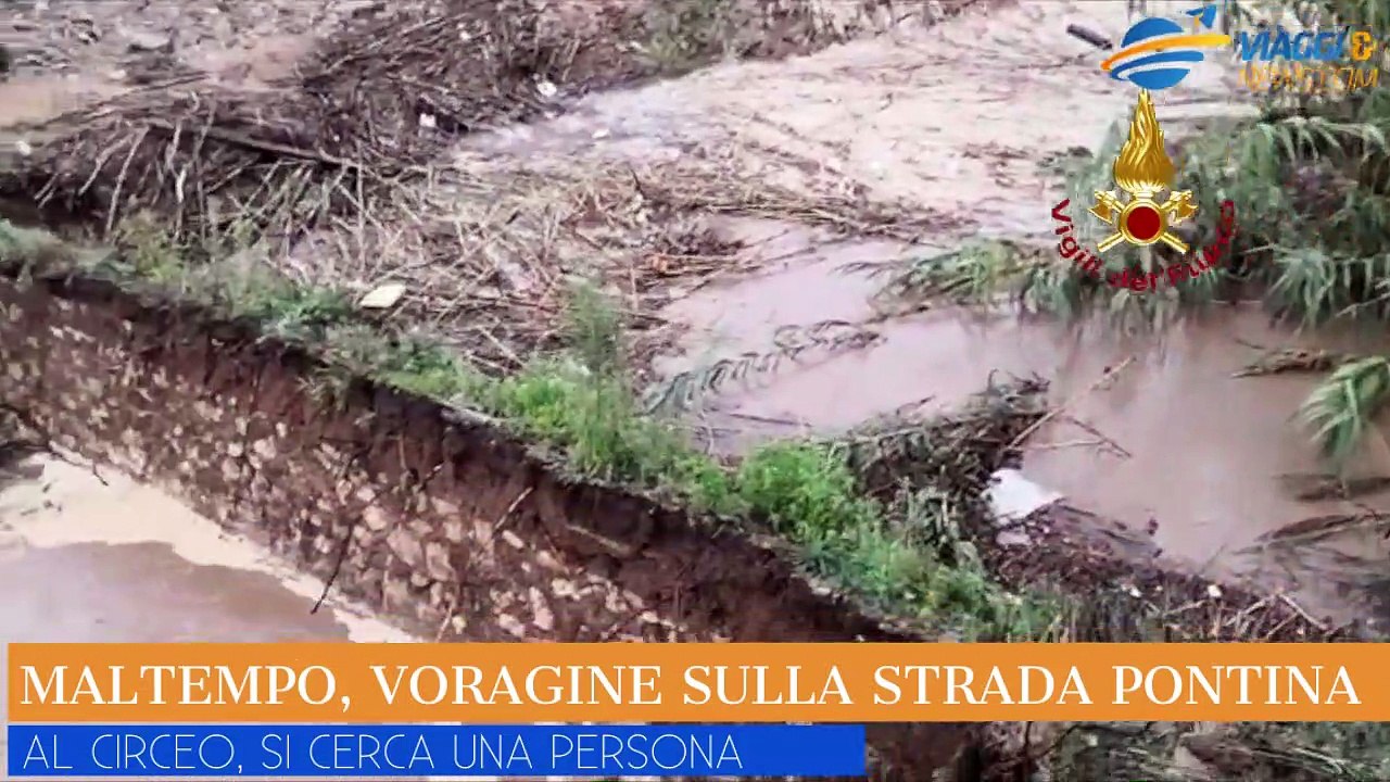 Maltempo, frana strada sulla Pontina: automobilista disperso