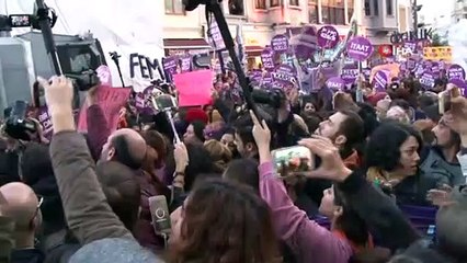 İstiklal Caddesinde kadına şiddet protestosunda gerginlik