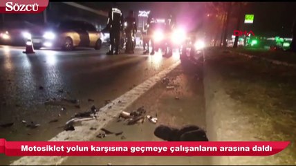 Motosiklet yayaların arasına daldı
