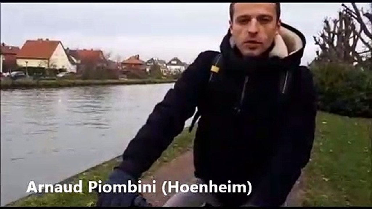 Arnaud, cycliste, sur la piste du canal de la Marne au Rhin