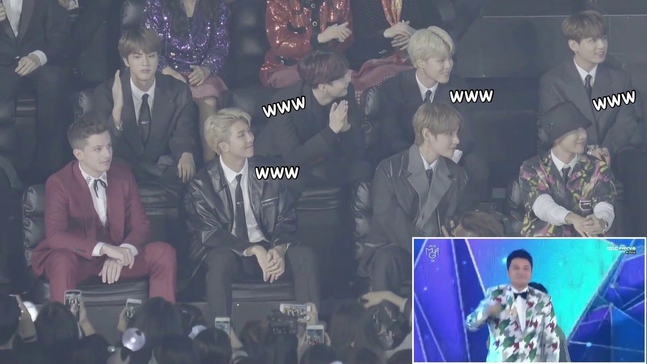 BTS REACTION TO HYUN-MOO(ヒョンムMC)『IDOL カバー』181106 MGA【防弾少年団 BTS】