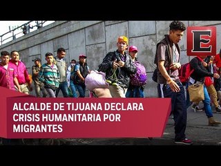 Migrantes en Tijuana a la espera de poder cruzar a EU