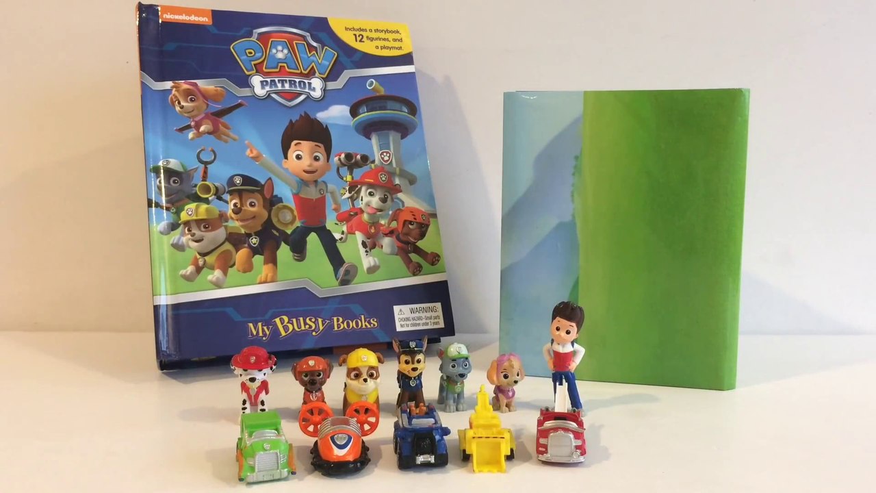 Paw Patrol My Busy Books w 12 Figurines and Playmat - Unboxing Demo Review