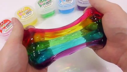 How To Make Rainbow Jelly Slime Bear Clay DIY 무지개 말랑 말랑 젤리 액체괴물 폼클레이 곰돌이 만들기 액괴 흐르는 점토