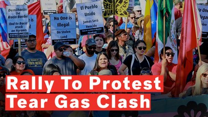 Americans March Along South Border To Protest Tear Gas Clash