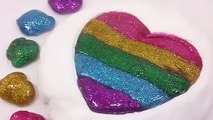 DIY How To Make Glitter Rainbow Colors Heart Slime Clay Learn Colors Slime Clay Surprise Egg Toys