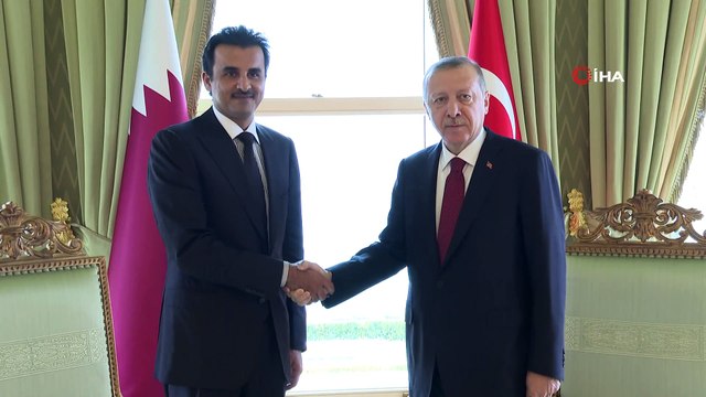 Cumhurbaşkanı Recep Tayyip Erdoğan, Katar Emiri Şeyh Temim bin Hamed Al Sani ile görüşüyor