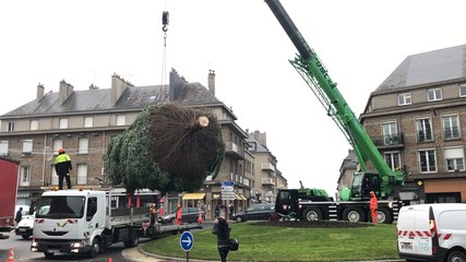 Le sapin de Noël est installé en face de la Porte-Horloge
