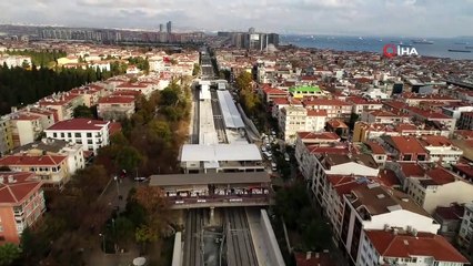 Yüzde 94'ü tamamlanan Halkalı-Gebze banliyö tren hattı havadan görüntülendi