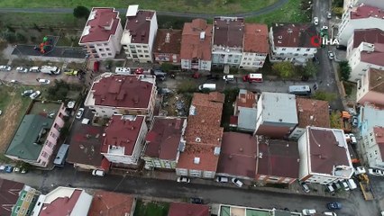 Düşen helikopterin enkazını inceleyen kırım ekibinin çalışmaları havadan görüntülendi