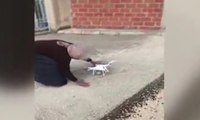 İlk kez drone gören yaşlı kadının tepkileri gülümsetti