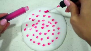 Satisfying Slime Coloring with Lip Gloss Makeup!