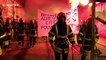 French firefighters perform Icelandic viking clap during Lyon protest