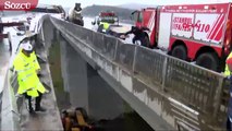 Beykoz'da 3. Köprü yolunda bir beton mikseri viyadükten uçtu