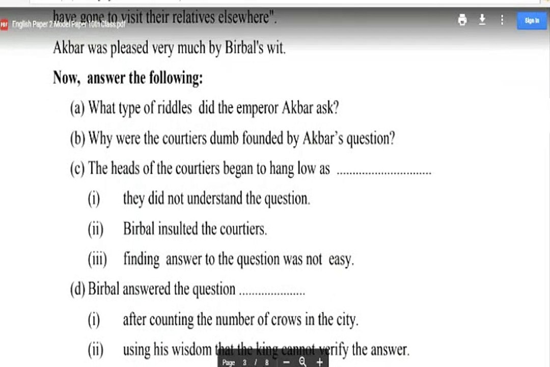 SA 2 Englishi model paper 2