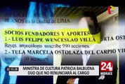 Patricia Balbuena descartó renunciar al Ministerio de Cultura