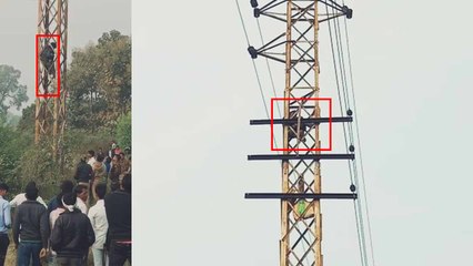 Video: पत्नी मायके से नहीं लौटी तो बच्चे को झोले में डालकर टावर पर चढ़ा पति