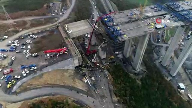 Kuzey Marmara Otoyolu inşaatında meydana gelen göçük havadan görüntülendi